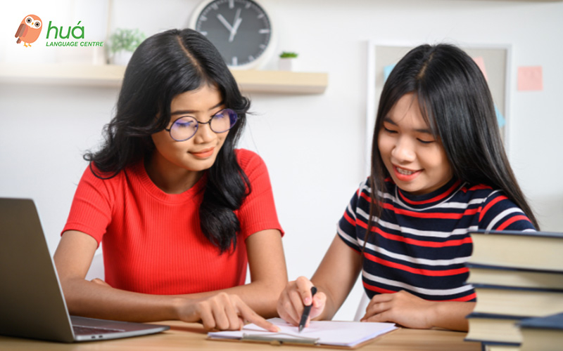 Students studying together.