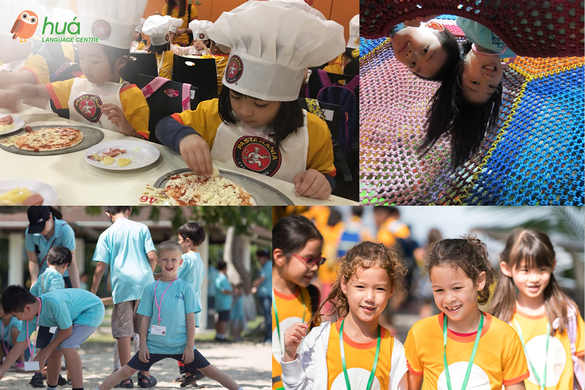 Montage of activities at a Chinese holiday enrichment programme.